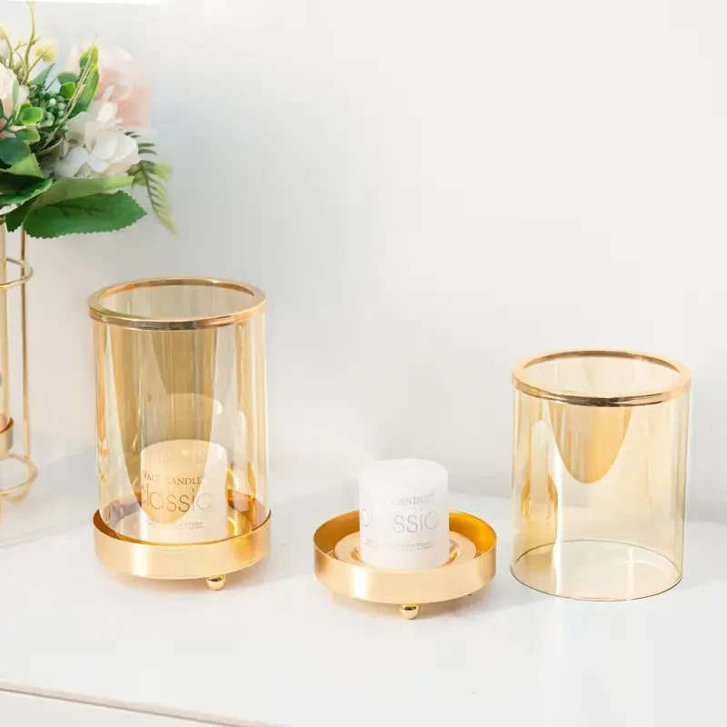 欧式【金属玻璃香薰蜡烛烛台】浪漫烛光晚餐家用餐桌样板间装饰摆件