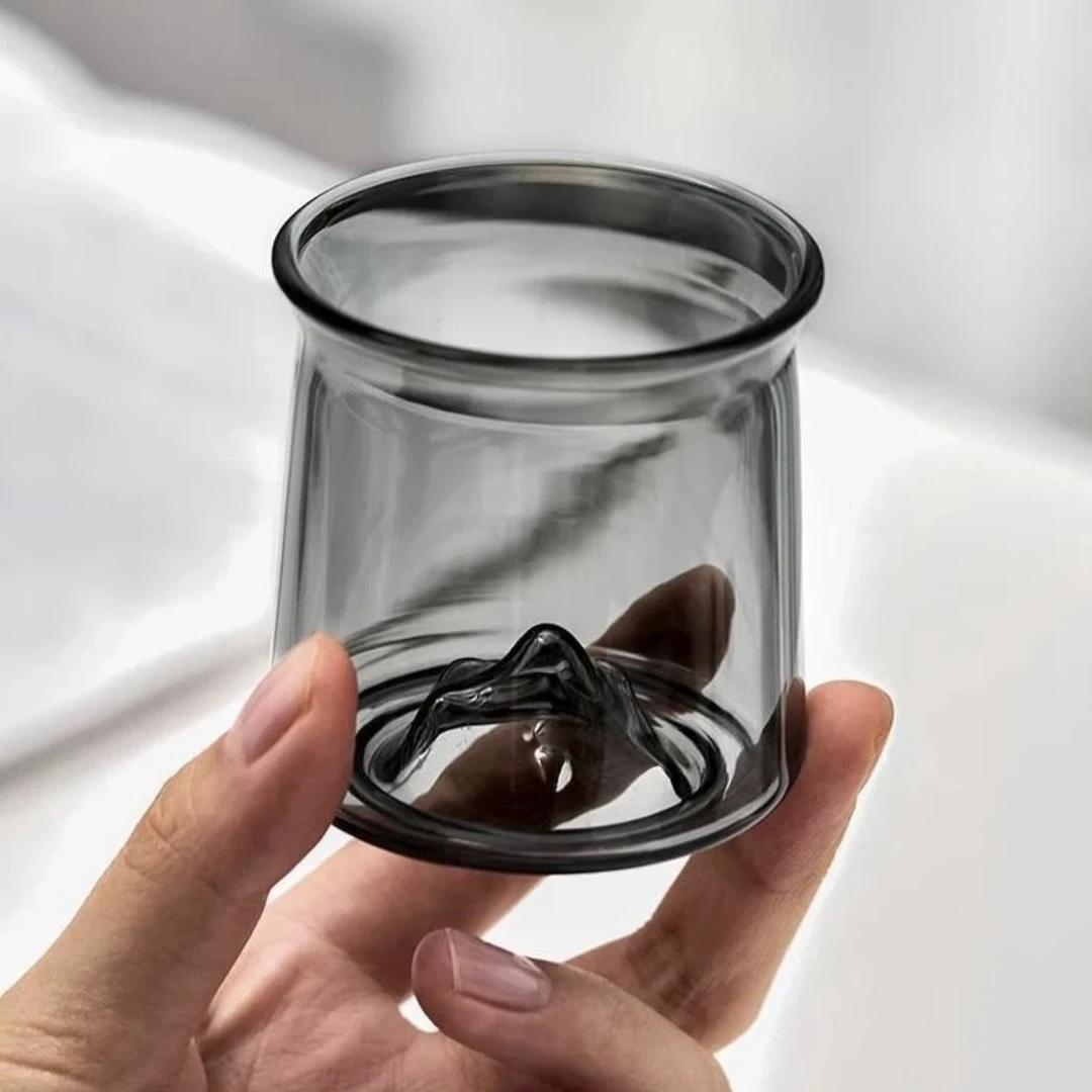 观山品杯烟灰色简约大方轻奢有质感主人杯玻璃杯单杯耐热家用透明