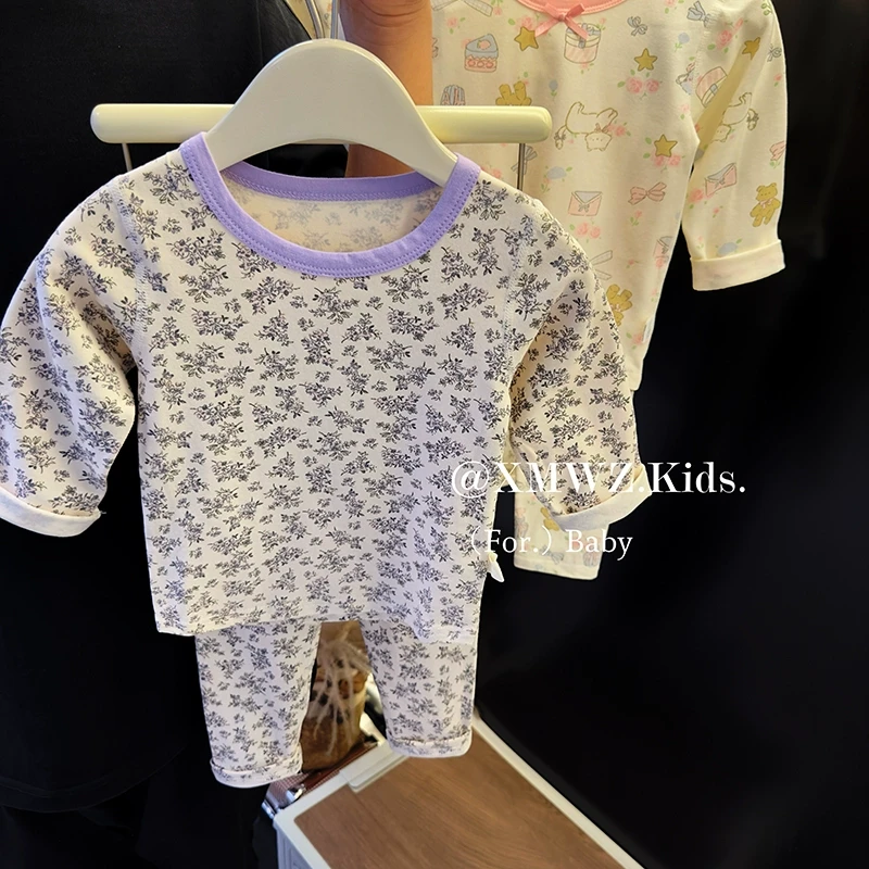儿童A类内衣套装秋衣秋裤两件套女宝宝可爱套头修身家居服莱卡棉