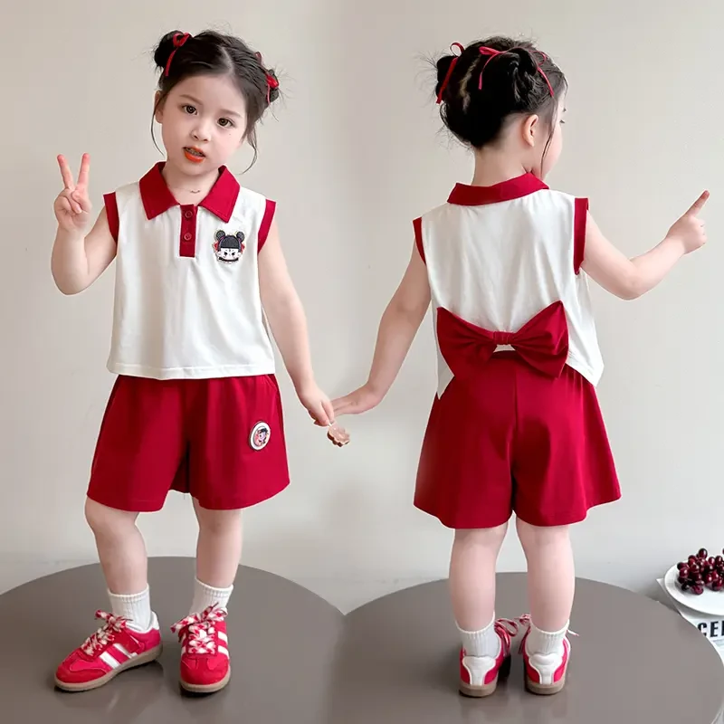 女童哪吒休闲套装2025新款儿童夏装国潮洋气女宝宝夏季Polo两件套