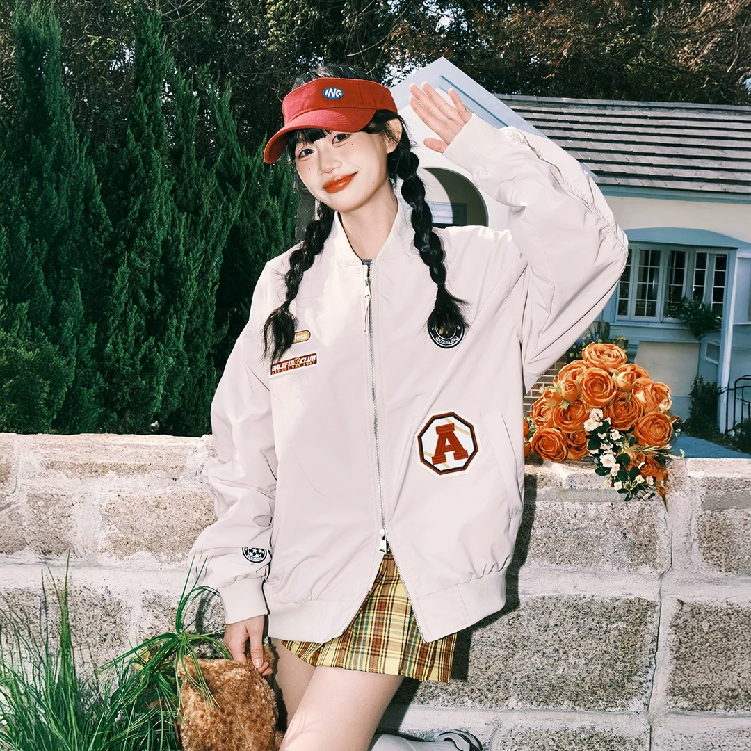 lemanism潮牌绣标棒球服外套男2025春季情侣款宽松复古夹克上衣女