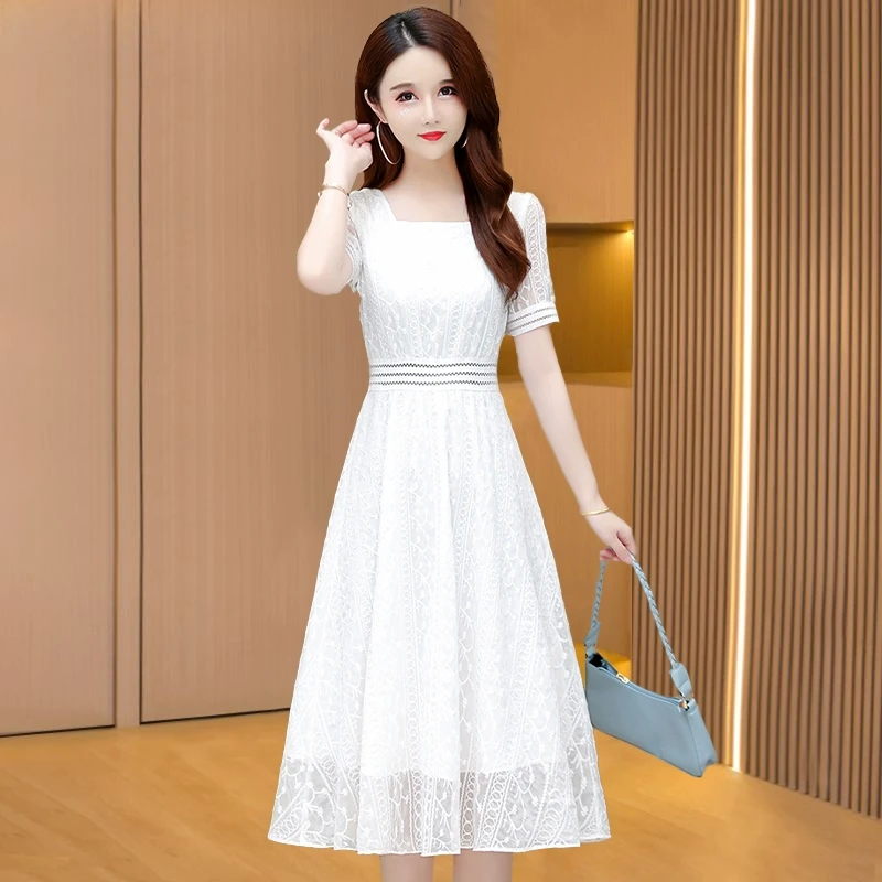 白色连衣裙2025新款女夏气质高级感品牌小个子广州十三行高端裙子
