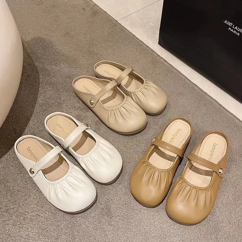 小清新软底百搭浅口圆头温柔单鞋B35B36网红时尚夏季复古春夏法式