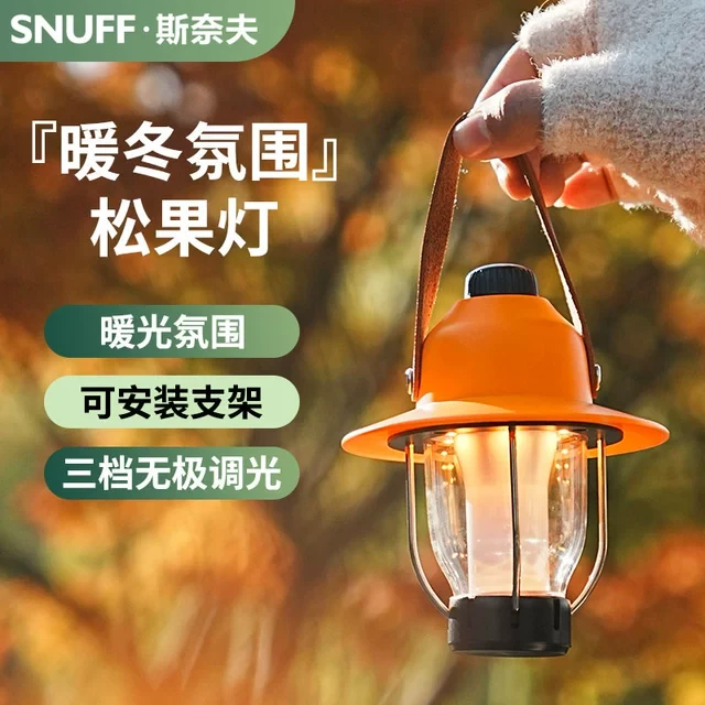 户外露营灯照明复古超长续航帐篷氛围灯多功能充电手提松果野营灯