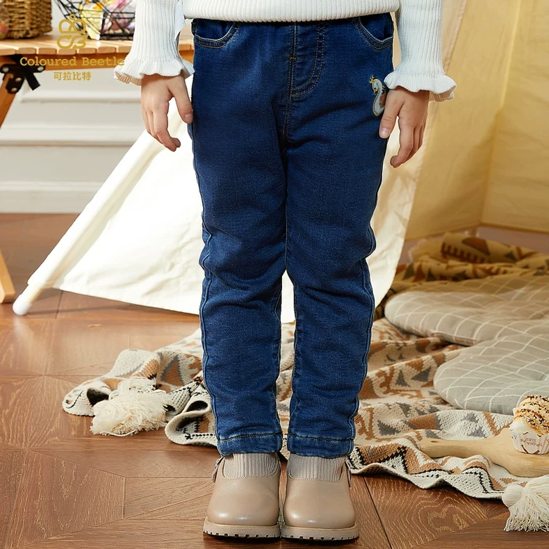 可拉比特女童冬季加绒加厚保暖百搭牛仔裤FL0441541