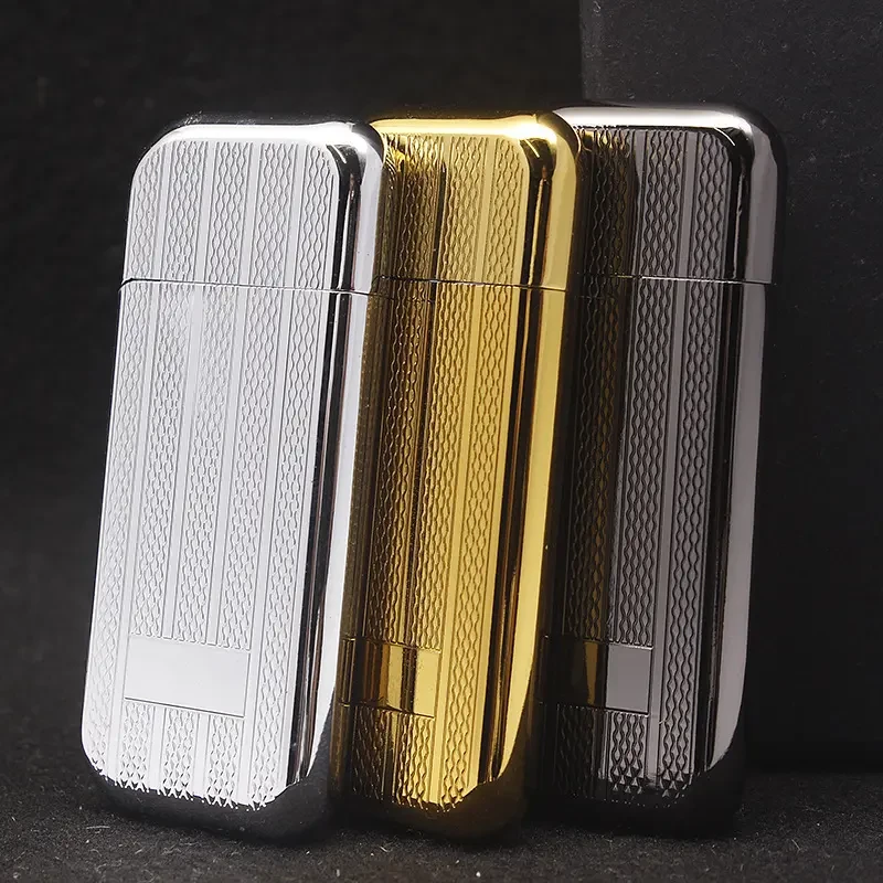 创意便携翻盖金属砂轮明火充气打火机滑轮超薄个性抖音男女小巧款