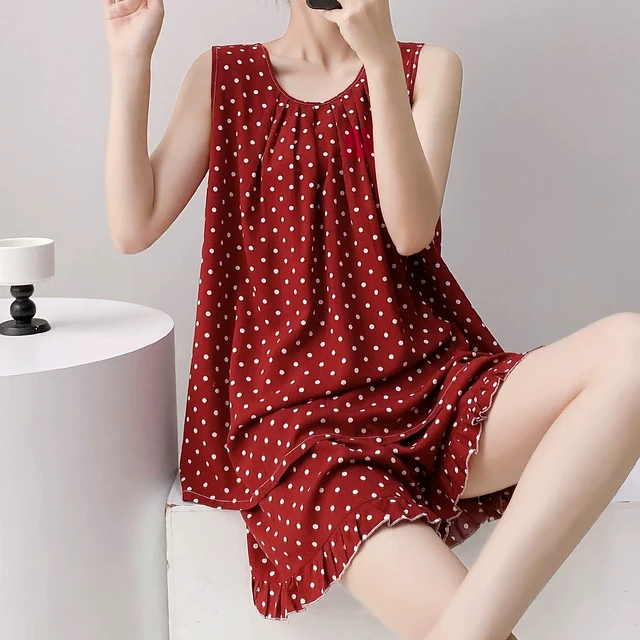 新中式国风睡衣女夏季背心套装薄款棉绸宽松大码田园可外穿家居服