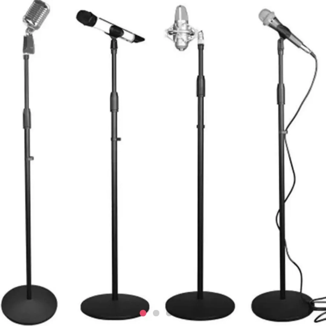 加重加粗伸缩金属圆盘话筒架落地式电容麦支架手机直播可调节