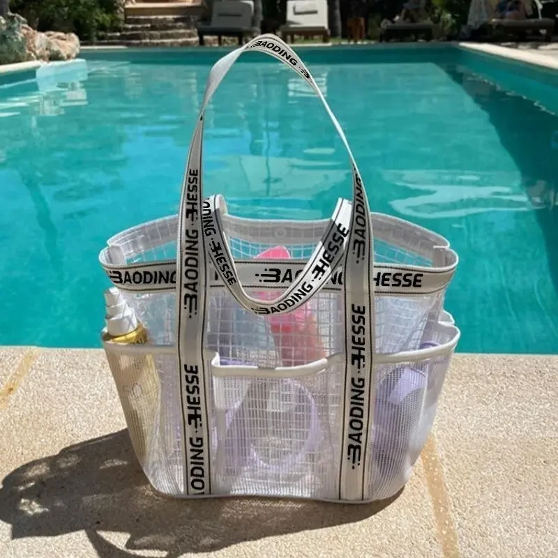 游泳包女大容量防水干湿分离多口袋PVC网格泳衣洗澡健身旅行收纳