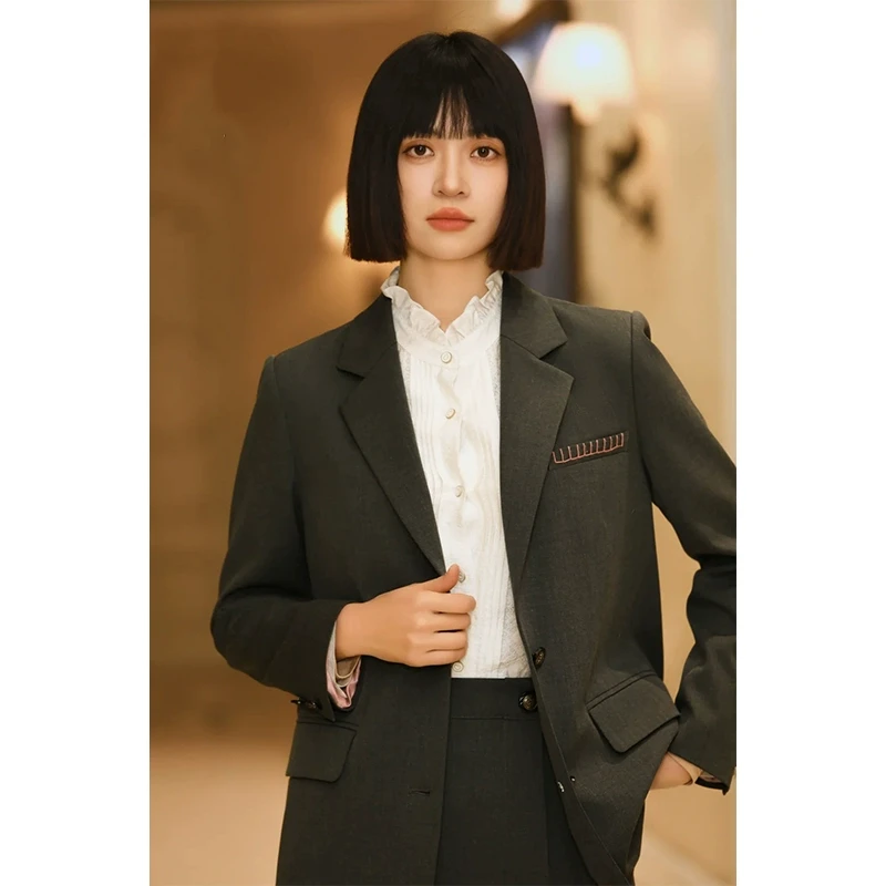 【檬】含羊毛上班族百搭西装外套2025春季新款专柜撤柜女装