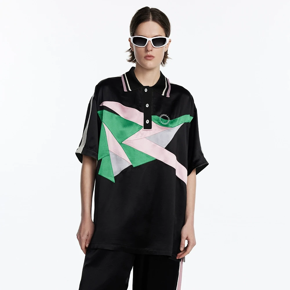 UOOYAA/乌丫「1998」解构拼色运动T恤上衣UY23242T100196