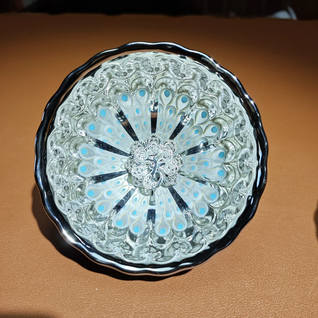 冰清玉洁蓝羽孔雀精美主人杯品茗杯茶杯水杯