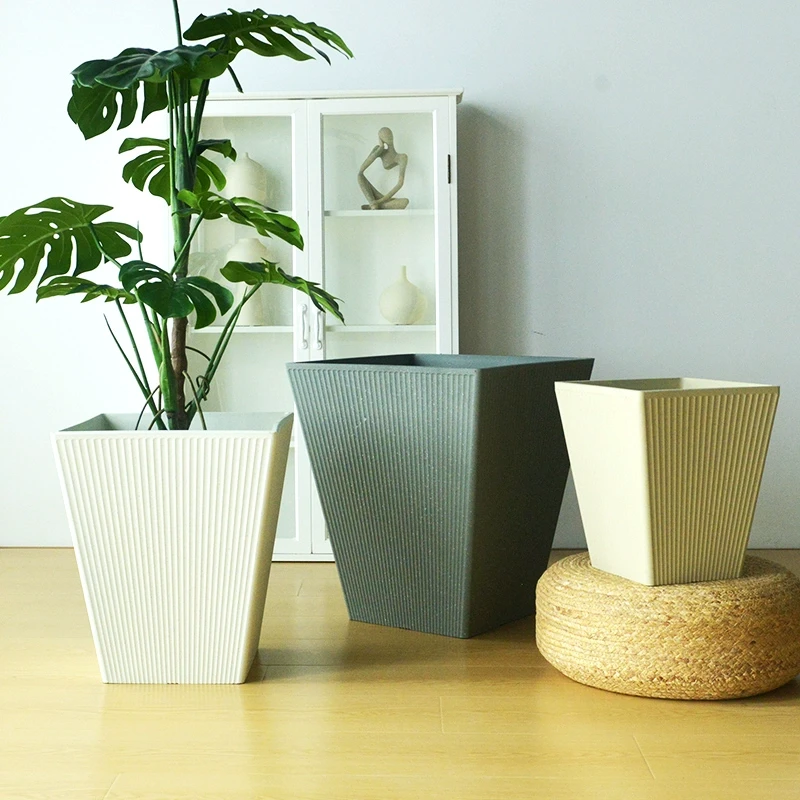 简约现代正方形塑料大口径花盆加厚阳台庭院龟背竹兰花花盆双十一