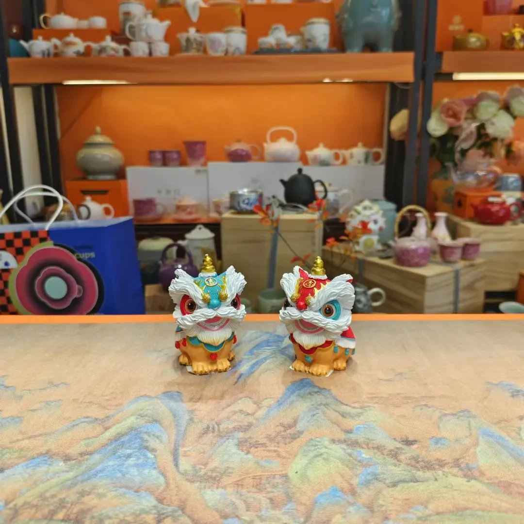 创意国风小狮子茶宠摆件一对装桌面茶宠-2169