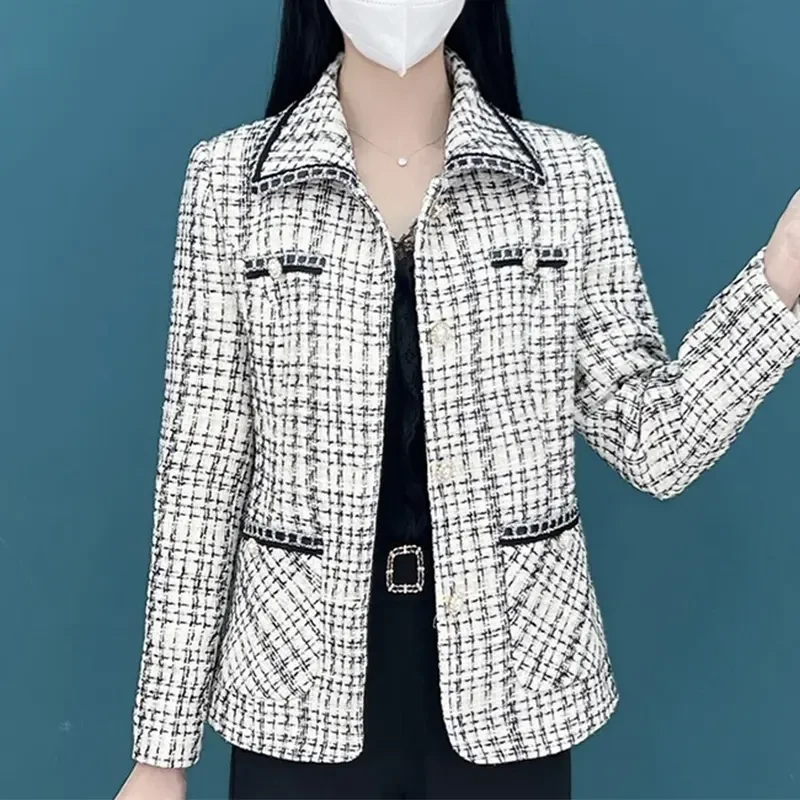 高档洋气短款小香风外套女翻领长袖上衣减龄显瘦时尚百搭修身休闲