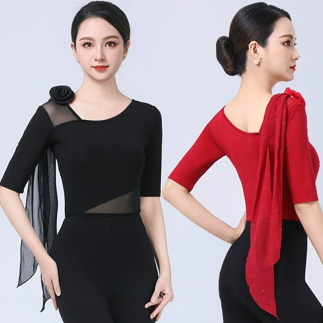 2025新款形体训练服装女舞蹈模特走秀练功连体上衣导师气质礼仪服