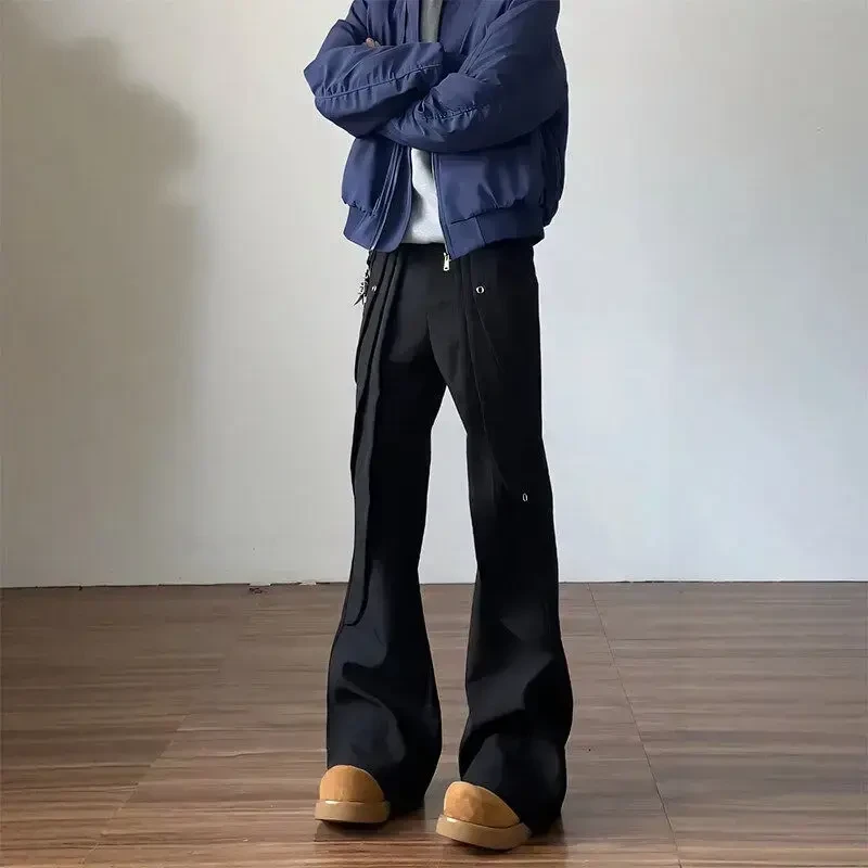 cleanfit波浪纹微喇西裤垂坠感高级感裤子男款美式痞帅拖地工装裤