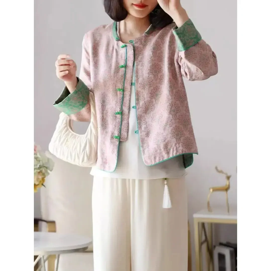 新中式宋锦真丝提花短时尚国风斜裁上衣新中式宋锦深圳南油