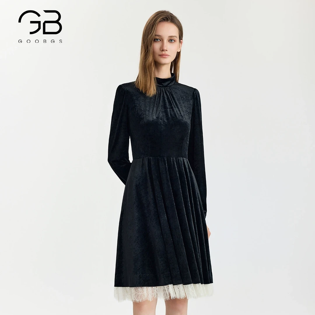 【小余专属 】谷邦GOOBGS 丝绒收腰连衣裙 G4341457-6