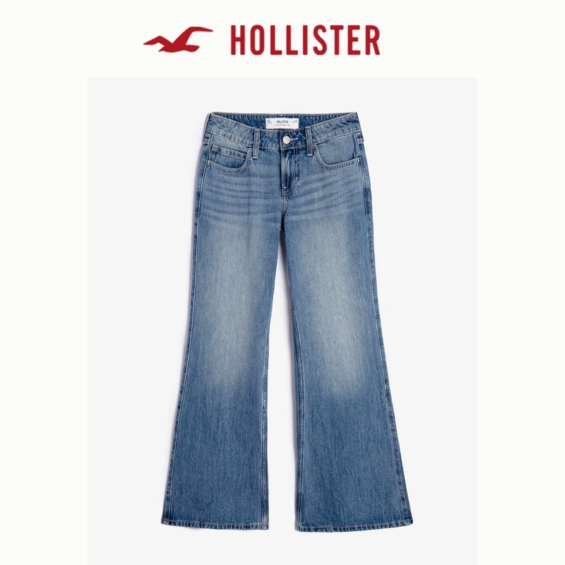 Hollister25春辣妹复古baggy风微喇低腰牛仔裤女装KI355-5323