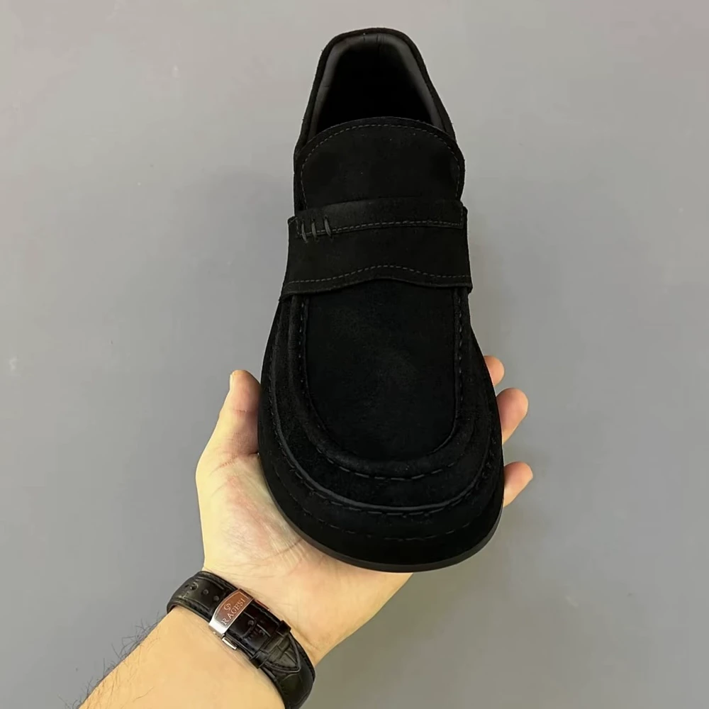 312广州时尚反毛皮牛皮休闲新款一脚蹬男士磨砂牛皮乐福鞋休闲鞋