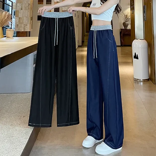 牛仔香蕉裤女春夏季薄款2025新款大码宽松显瘦弯刀裤直筒阔腿裤