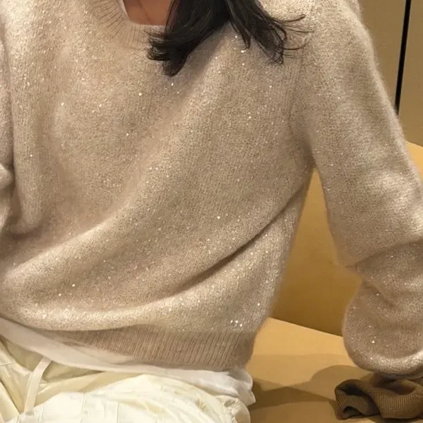 秋冬复古镶钻领宽松百搭针织套头毛衣内搭