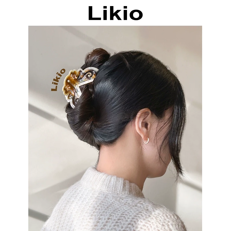 Likio 原创设计 复古画框发抓 抓夹发卡鲨鱼夹子发饰女醋酸新品