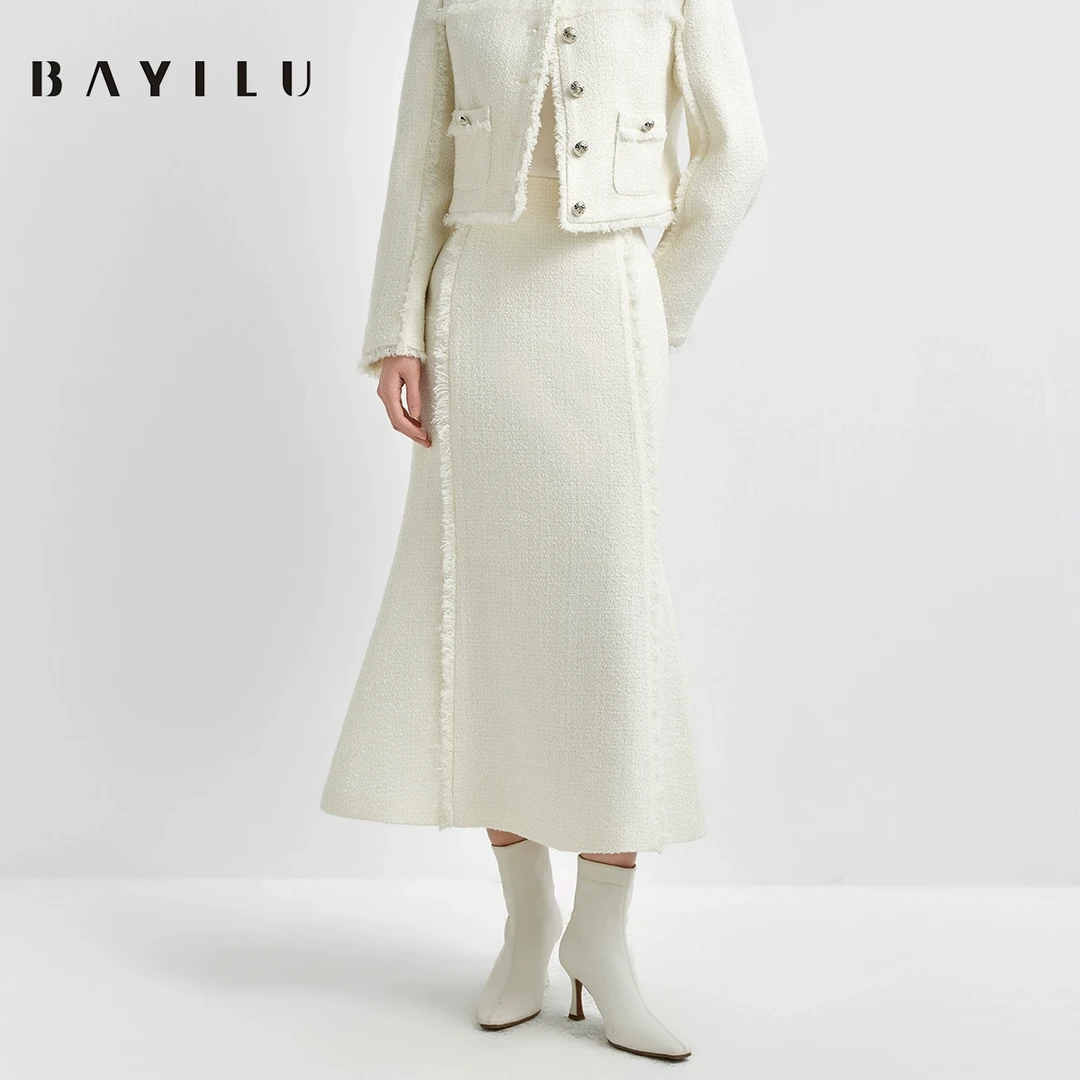 【今喜】芭依璐2025春季半身裙女小香风优雅鱼尾长裙91Q3650