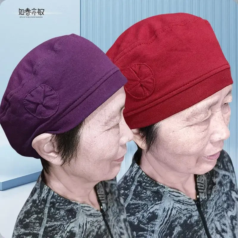 妈妈睡帽2025新款老人帽子纯棉单层老奶奶夏薄款防风老太太