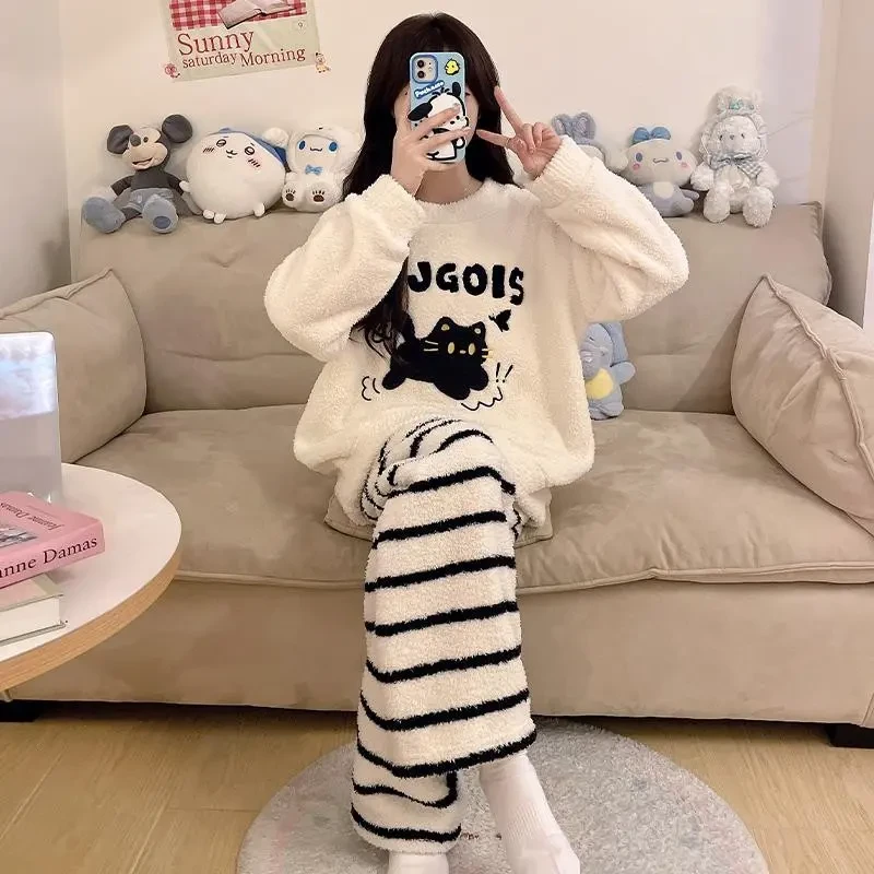 【芒芒专属】冬季睡衣女新款圆领珊瑚绒长袖甜美可爱学生冬天可外穿