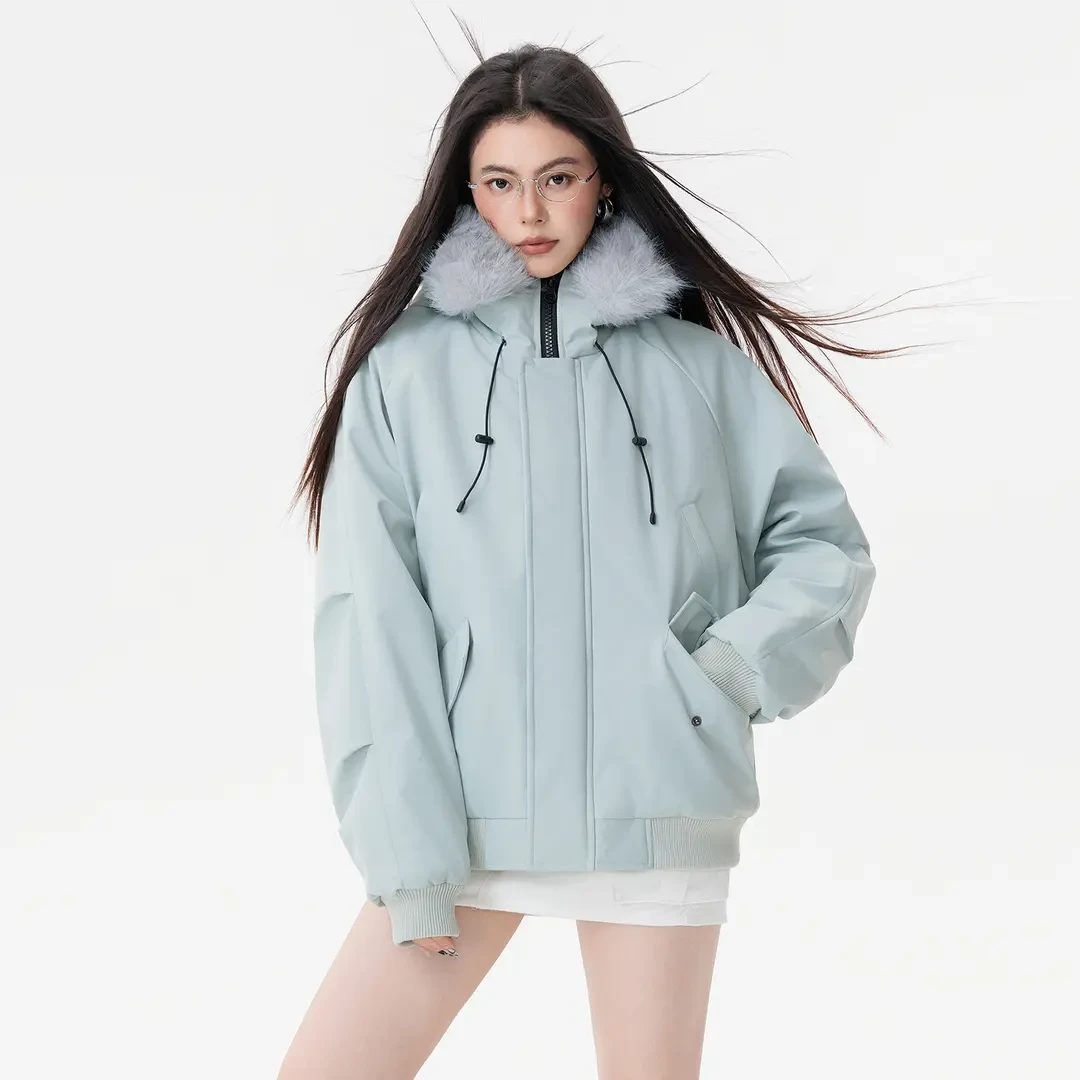 潮牌大口袋设计座山雕内里貉子毛帽子可拆卸百搭防风御寒保暖棉服