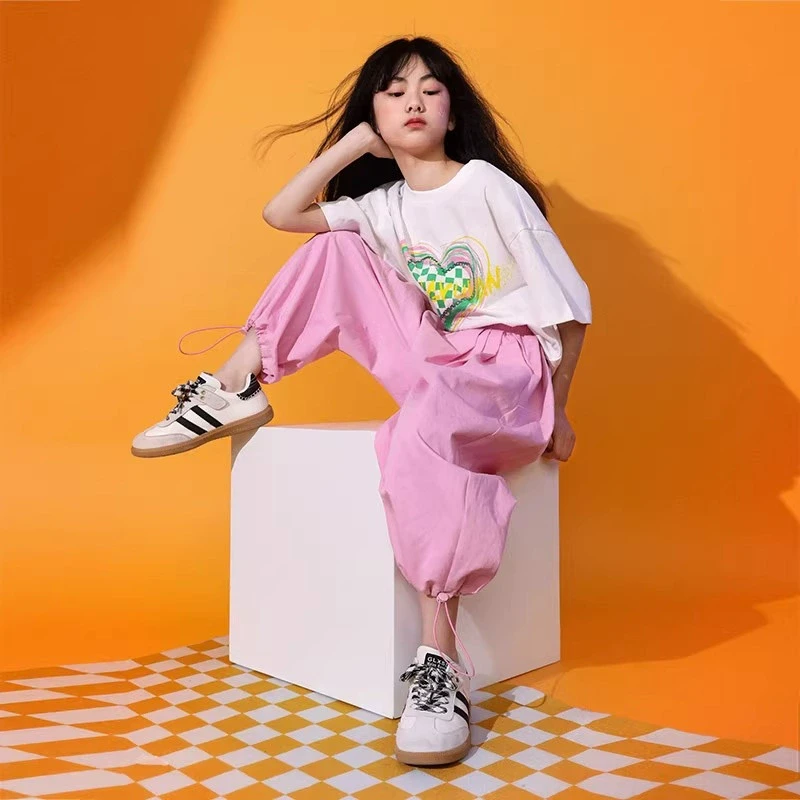 雨星雨嫣女童七分裤夏季新款2025中大童网红洋气宽松薄款夏装裤45