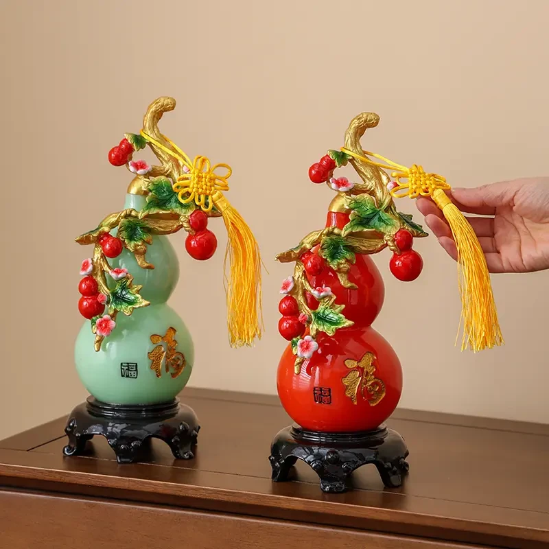 【葫芦一对】新中式葫芦摆件乔迁客厅玄关电视柜办公桌工艺装饰品