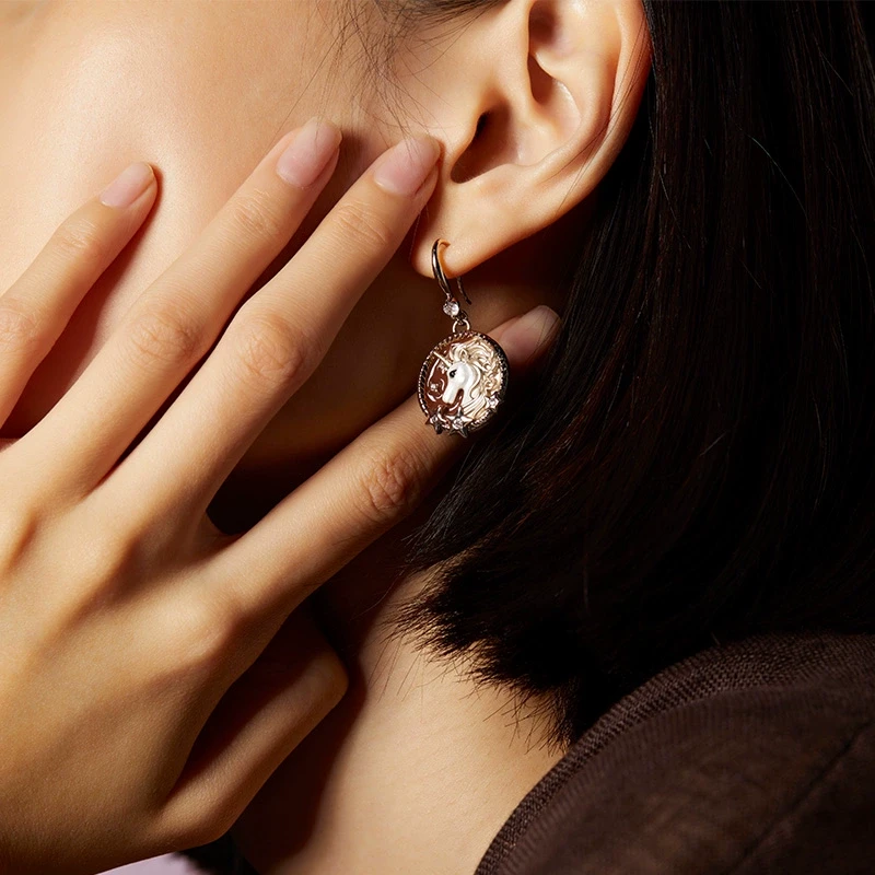 Riot/艾特里里灵运独角兽系列耳环立体双色贵气设计感耳坠