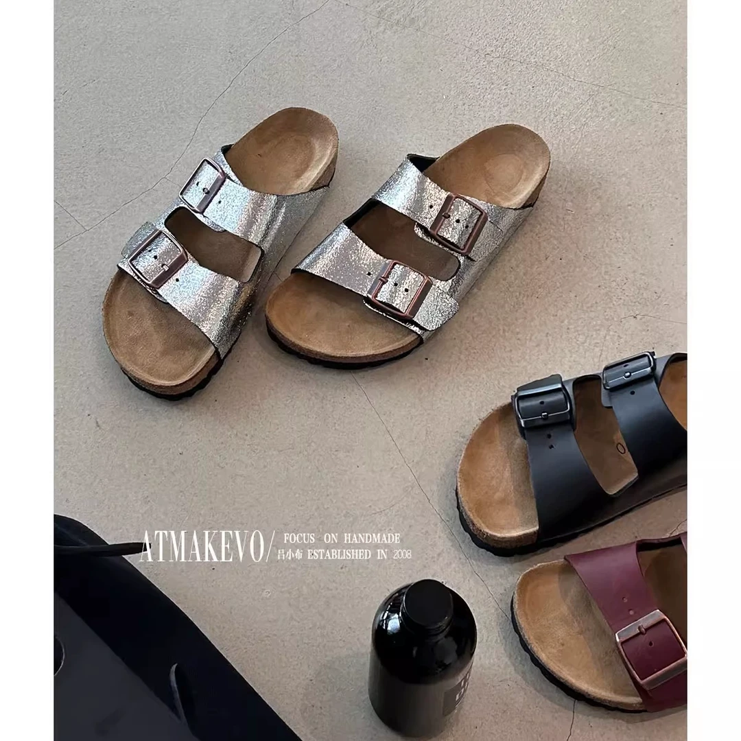 吕小布 |  牛反绒软木底平底一脚蹬勃肯凉拖鞋女夏外穿 0519