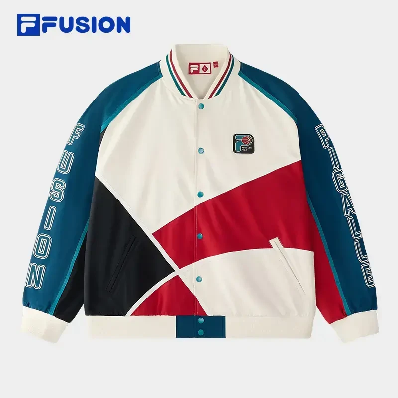 FILA斐乐复古拼色春外套季休闲防风宽松运动棒球服情侣T11U518702