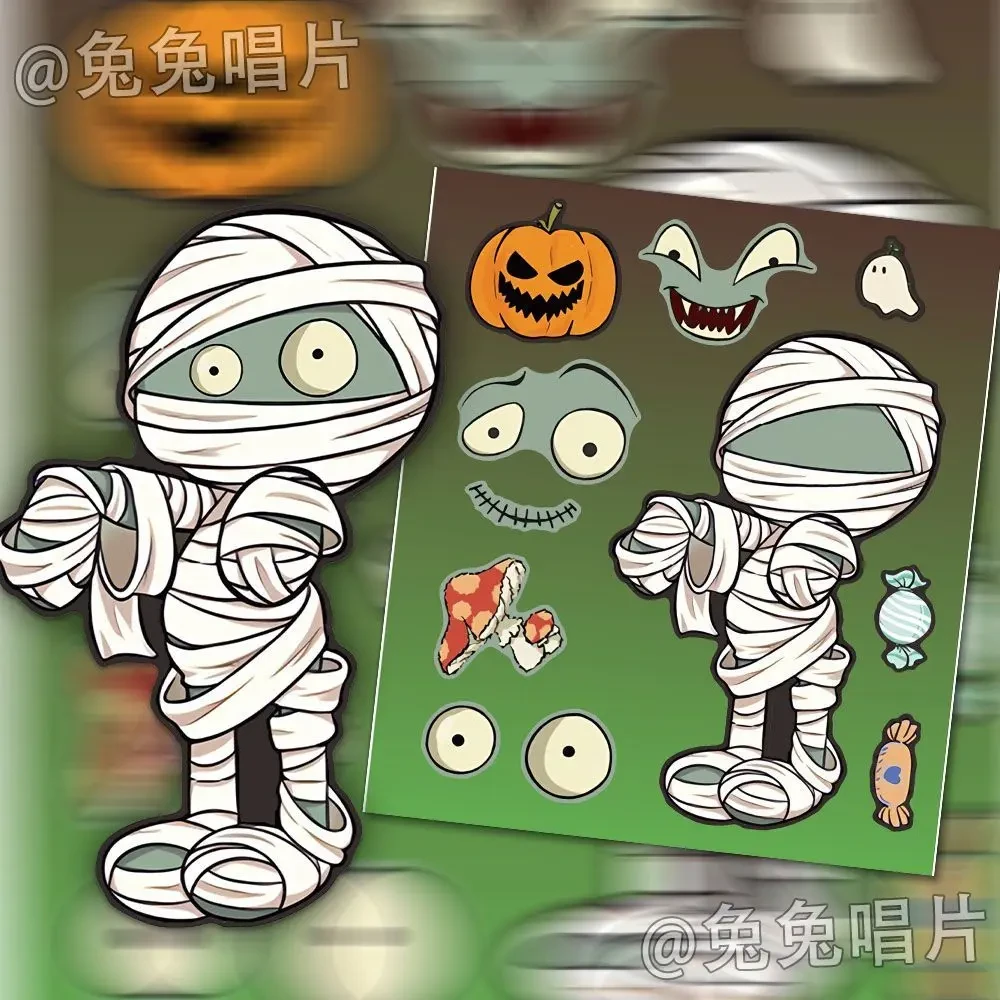 万圣节装饰手账本换脸贴纸多款图案18张随心装饰培养孩子创造力