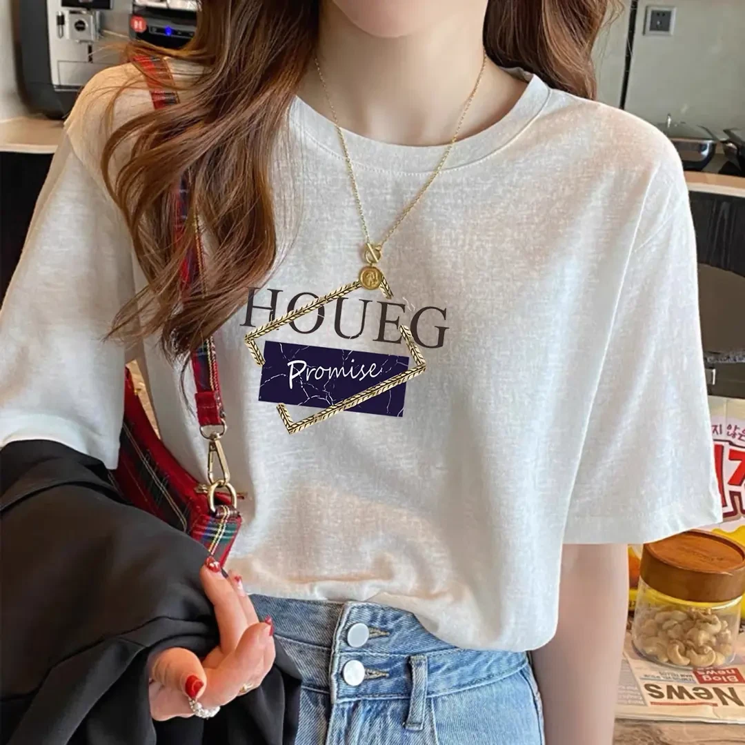 雪花棉短袖t恤女宽松显瘦2025夏季新款洋气减龄休闲大码圆领上衣