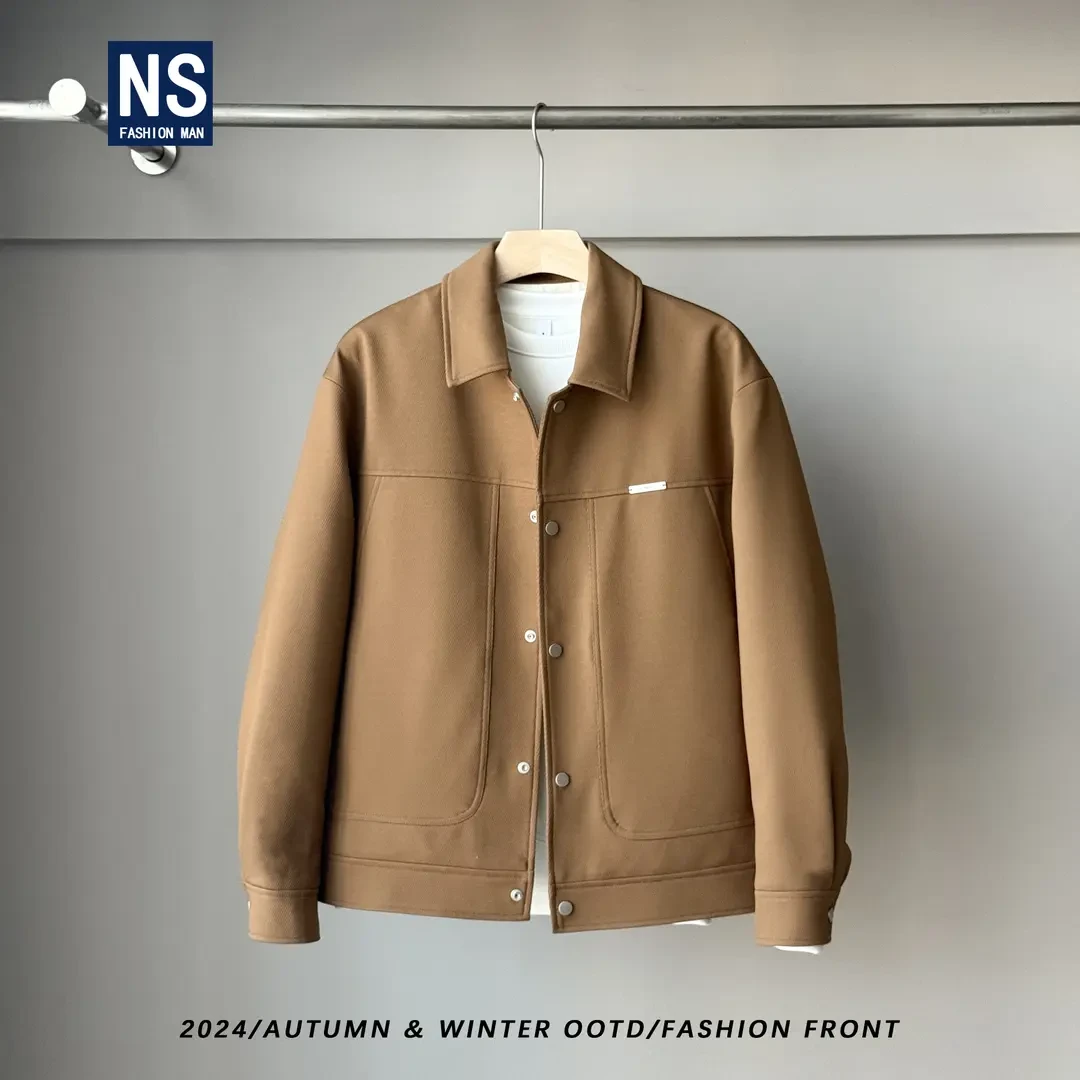 【白鸭绒】极简风纯色简约百搭裁剪翻领羽绒服外套男士短款时尚