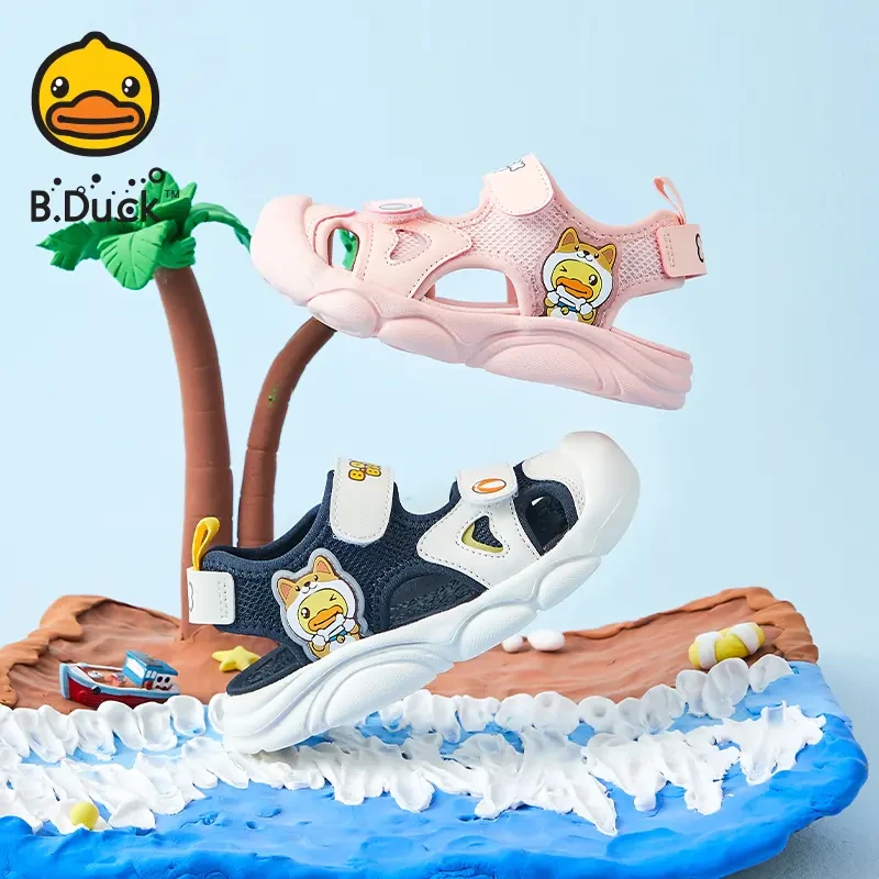 B.Duck小黄鸭儿童包头魔术贴凉鞋夏季透气防滑男女童鞋 B2583919
