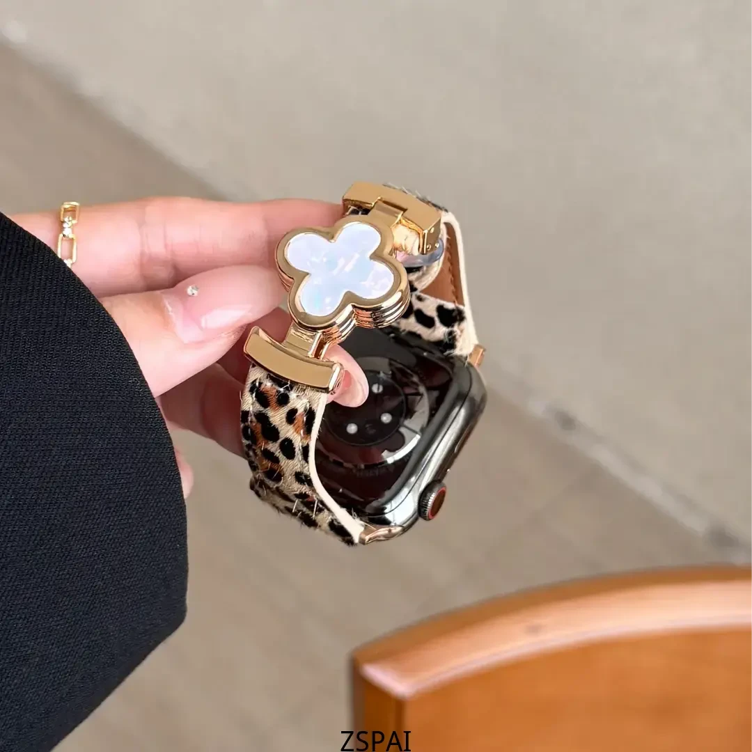 适用华为四叶草磁吸真皮表带gt6手表watch4/GT4/GT5pro/fit3荣耀5