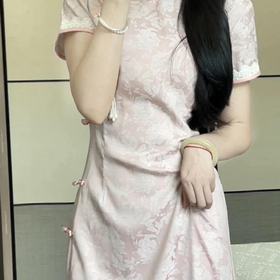 新中式国风暗纹提花改良旗袍女夏季年轻款复古温婉气质连衣裙日常