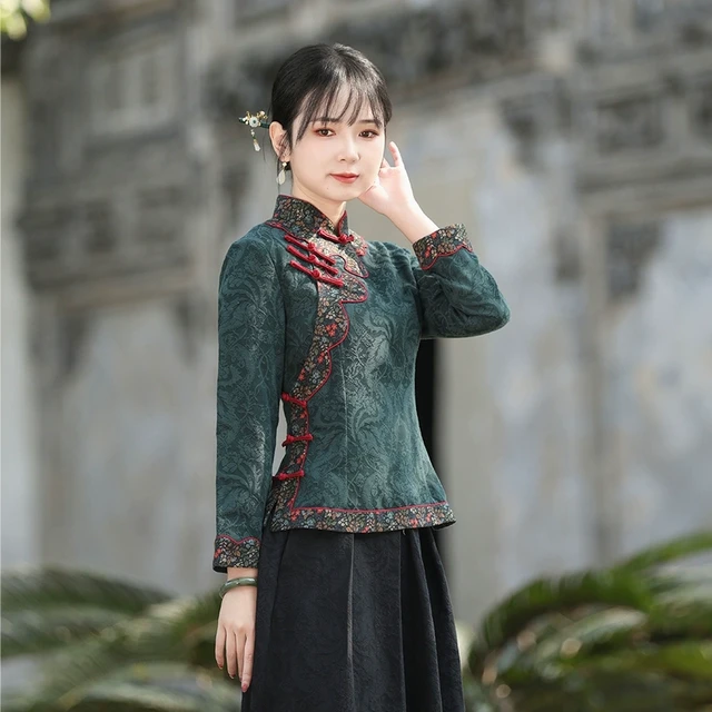 筠雅春季新款唐装女中国风改良上衣收腰显瘦百搭新中式女装24J138