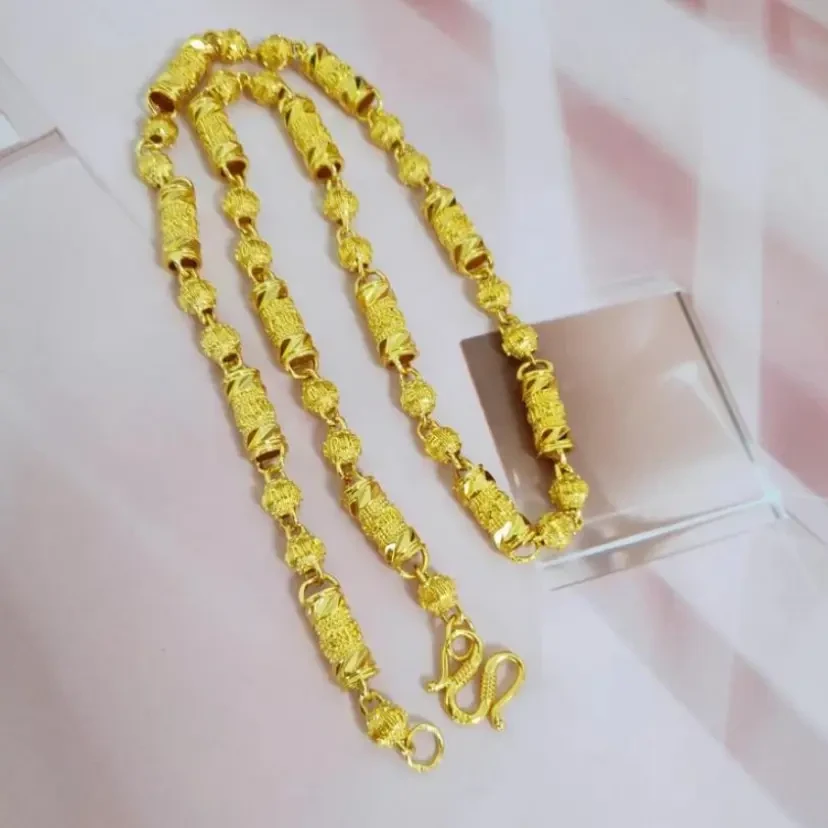 合金项链 【孟加拉赤金】新款 六字真言项链镂空潮流时尚男士金色