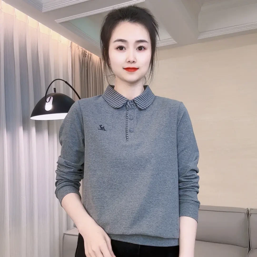 2025春秋新款拼色小圆领6686款长袖衫