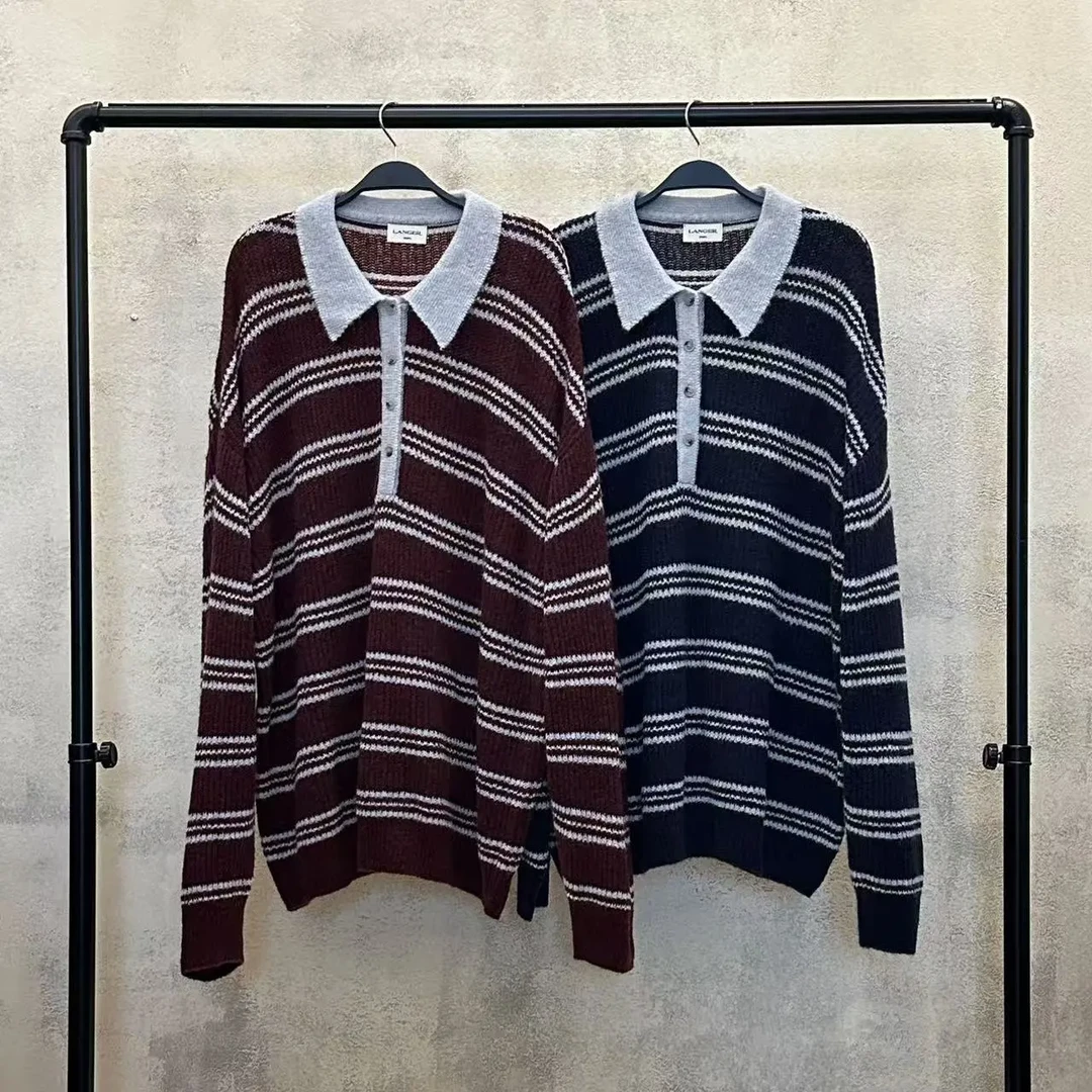（DDYY 韩国女装）大灯新款条纹 polo 领毛衣（谨慎下单 拒收退换）