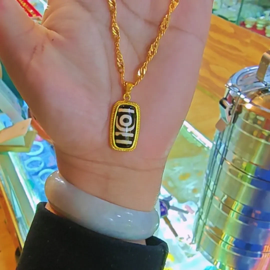 铜合金大理石项链 天珠套链