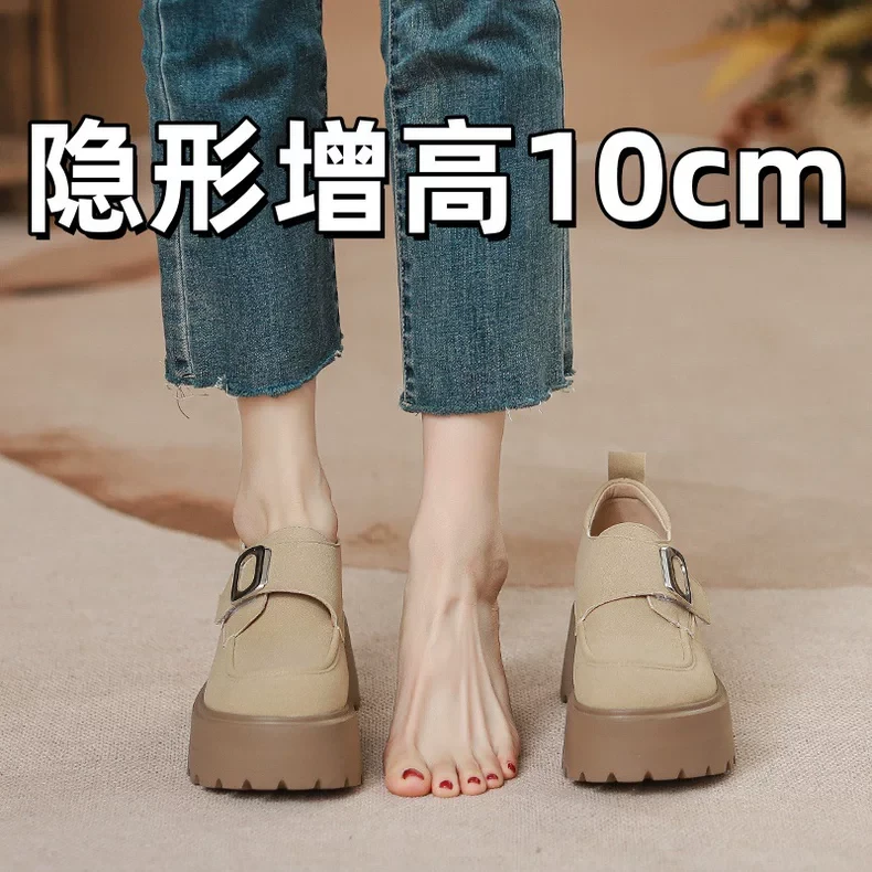 OMG！！厚底勃肯鞋女2025新款春秋单鞋小个子松糕乐福鞋复古博肯