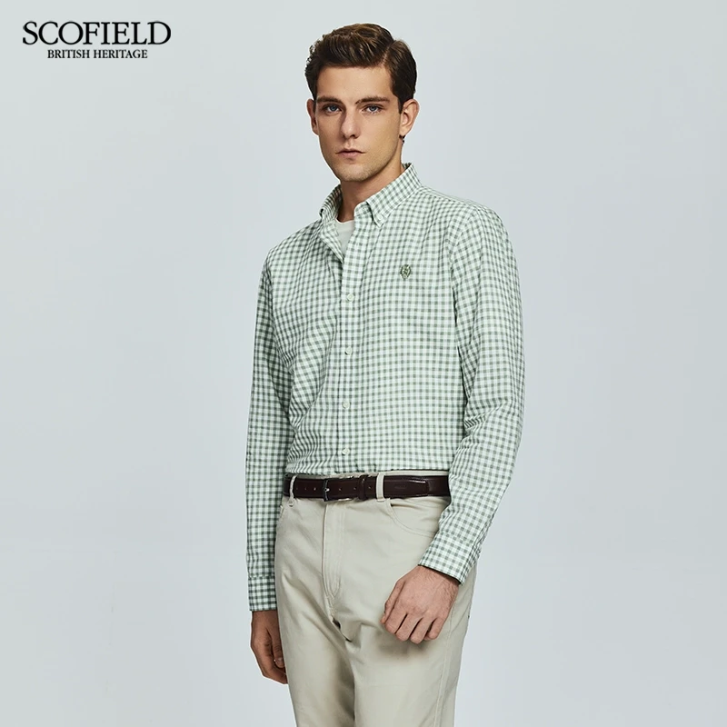 SCOFIELD男装秋季新款休闲长袖时尚商务复古格子简约衬衫男士